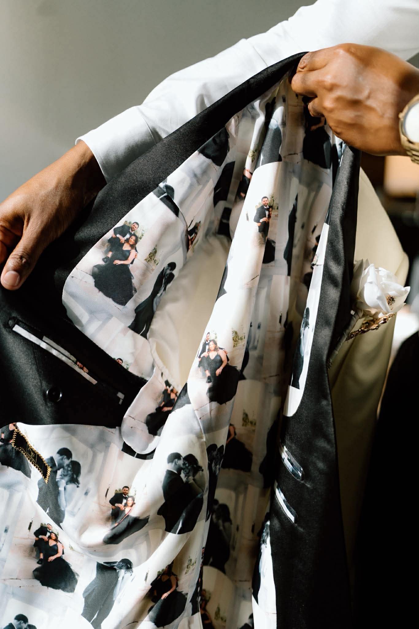 Custom printed jacket lining — bespoke detail